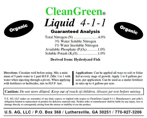 Liquid 4-1-1 Hydrolyzed Fish Fertilizer